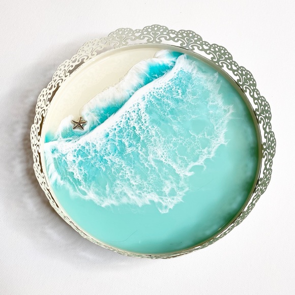 TheWonderOfOne Other - Resin Beach Art Jewelry Trinket Tray w Starfish